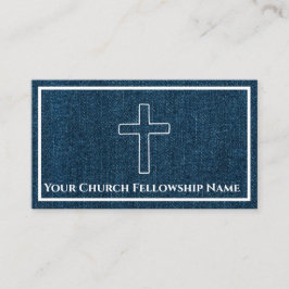 Ruggad Blue Denim Kor Outline Church Pastor Visitkort