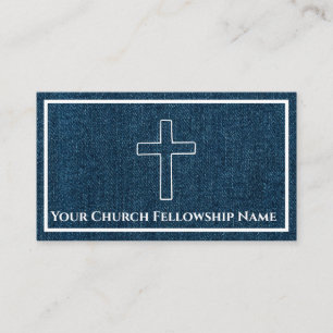 Ruggad Blue Denim Kor Outline Church Pastor Visitkort