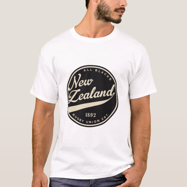 Ruggershirts Retro Nya Zeeland Rugby Tee Shirt (Framsida)