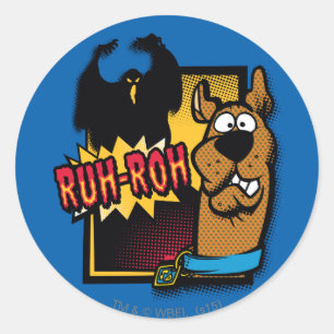 Ruh-Roh Scooby-Doo och en spöke Runt Klistermärke