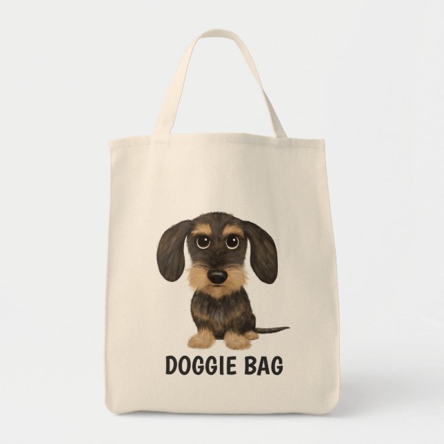 Ruhårig Dachshund | Söt Teckel i Tecknad Stil Tygkasse (Framsidan)