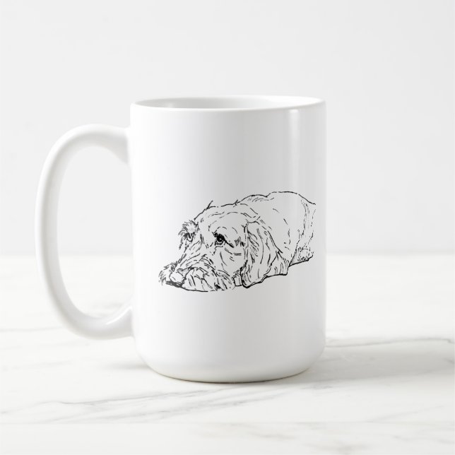 Ruhårig Dackel Mugg - Keramisk Kaffe Mug (Vänster)