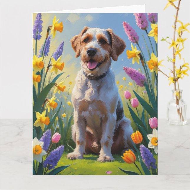 Ruhårig stående griffeltavla med vårblommor kort (Gul blomma)