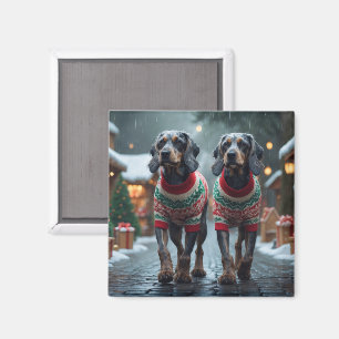 Ruhårig stående griffon hund jul snö magnet