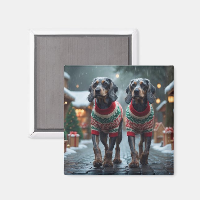Ruhårig stående griffon hund jul snö magnet (Front/Back)