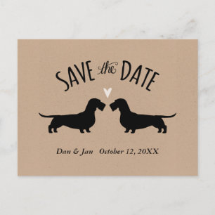 Ruhåriga Dachshundar Bröllop Save the Date Meddelande Vykort