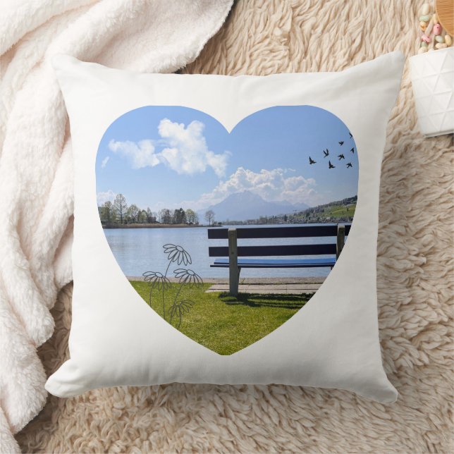 Ruheplatz am See – Zierkissen mit Naturmotiv Kudde (Filt)