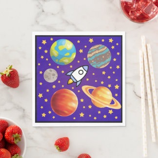 Ruimtevaart Servetten; Planeten, Raket & Sterren - Pappersservett