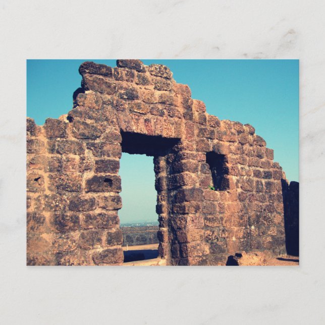 Ruiner i Aguada Fort Goa Indien Vykort (Framsida)