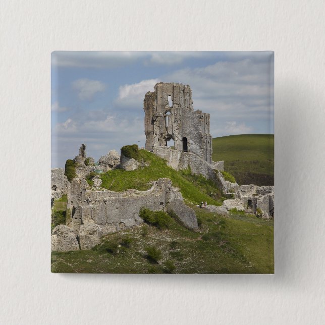 Ruinerna av Corfe Castle, nära Wareham, Dorset, Knapp (Framsida)