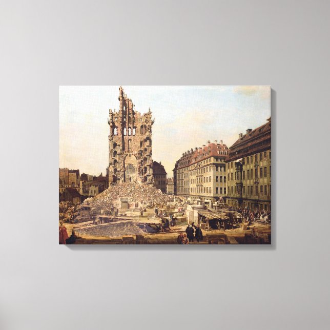 Ruinerna i det gamla Kreuzkirche, Dresden Canvastryck (Framsida)