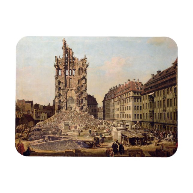 Ruinerna i det gamla Kreuzkirche, Dresden Magnet (Horisontell)