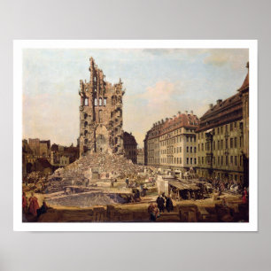 Ruinerna i det gamla Kreuzkirche, Dresden Poster