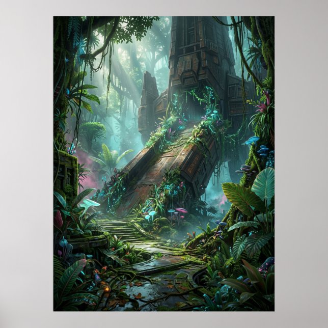 Ruinlandningsplats i utomjordlig djungel poster (Framsidan)