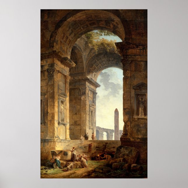Ruins With An Obelisk by Robert Hubert Poster (Framsidan)