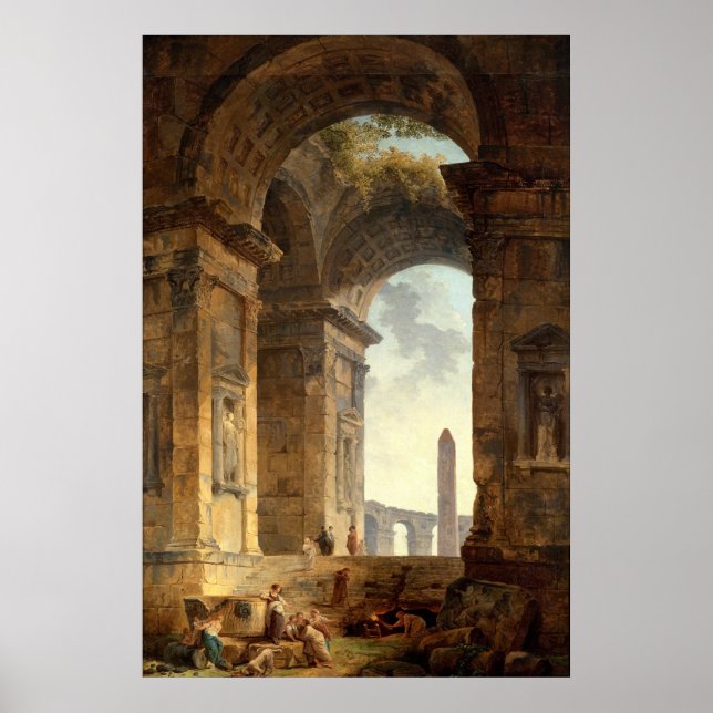 Ruins With An Obelisk by Robert Hubert Poster (Framsidan)