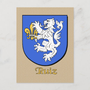 Ruiz Family Heraldic Shield Vykort