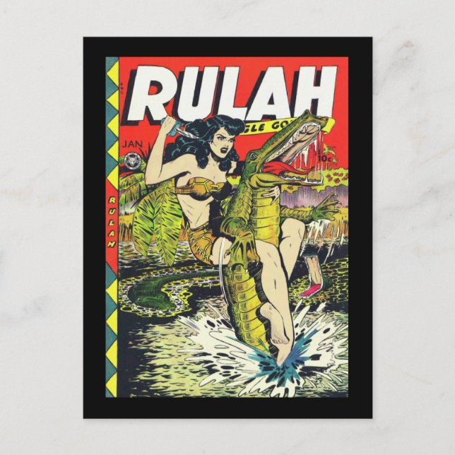 Rulah-Vintage Tecknad Bok Vykort (Framsida)