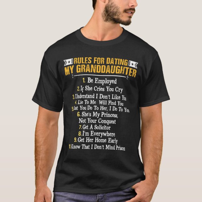 Rules For Dating My Granddaughter Fun Family T Shirt (Framsida)