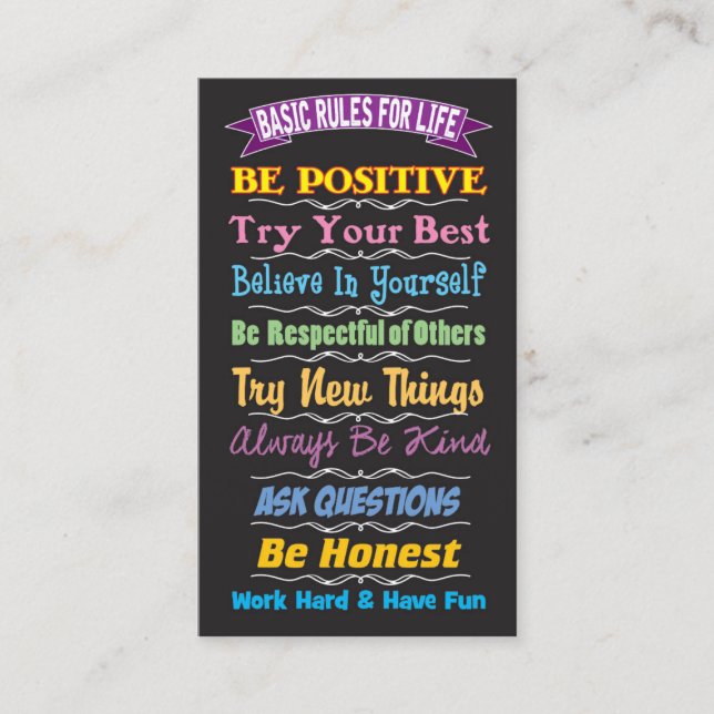 Rules for Life Inspirational Card (Framsida)