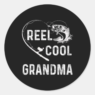 Rull Coola Mormor Retro Fiske Älskare För Mödrar Runt Klistermärke