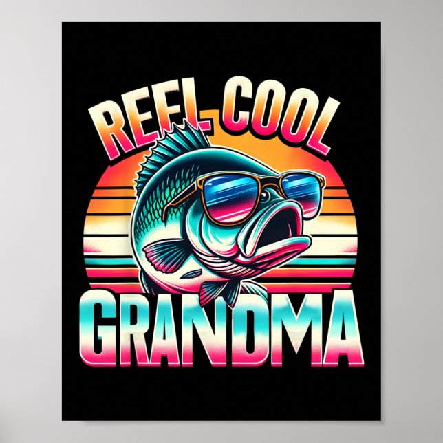 Rull Coola Mormor Roligt Fiske Mormor Mors Dag Poster (Framsidan)