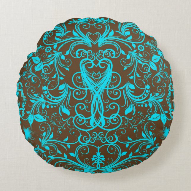 Rulla, Aqua Blue Round Dekorativ kudde (Framsidan)