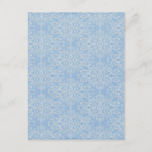 rulla AV DAMASK-DEKORATIV FÖR VITE BLUE BLUE Vykort