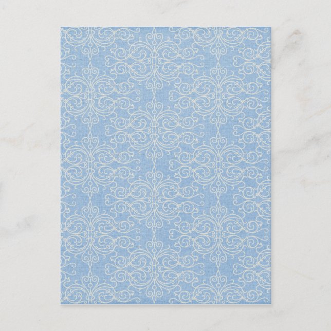 rulla AV DAMASK-DEKORATIV  FÖR VITE BLUE BLUE Vykort (Framsida)
