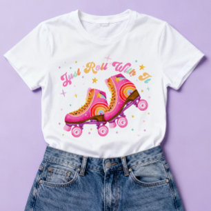 Rulla bara med det rullskridskoåkande tonåring Ret T Shirt
