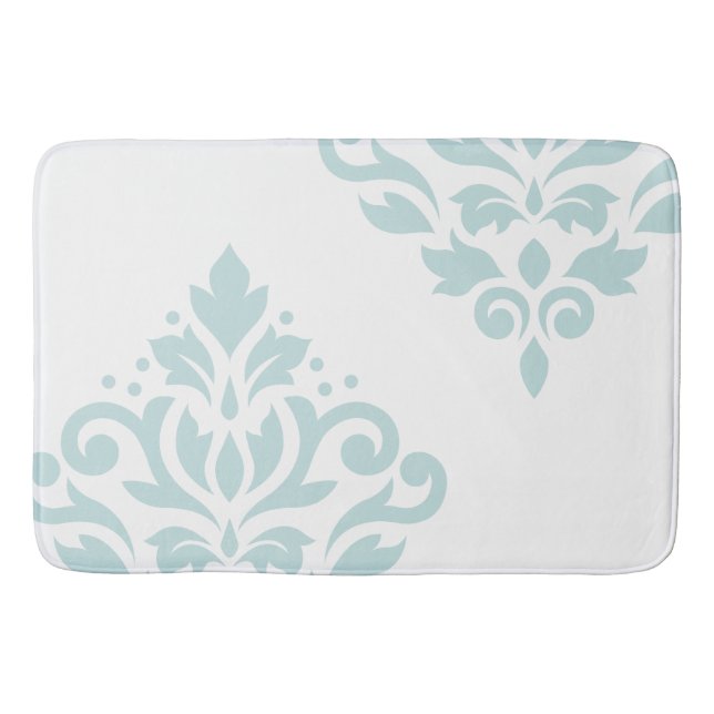 Rulla Damask Art I Anka Egg Blue på White Badrumsmatta (Framsidan)