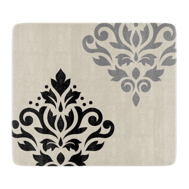 Rulla Damask Art I Black Grått Cream (Framsidan)