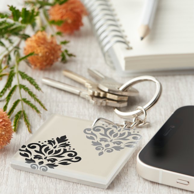 Rulla Damask Art I Black Grått Cream (Högra Framsidan)