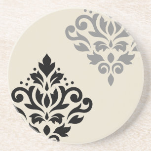 Rulla Damask Art I Black Grått Cream Underlägg
