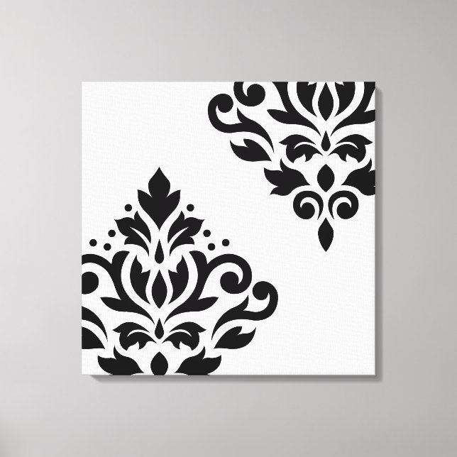 Rulla Damask Art I Black on White Canvastryck (Framsida)