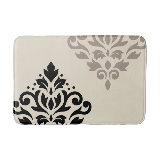 Rulla Damask Art I Black Taupe Cream Badrumsmatta (Framsidan)