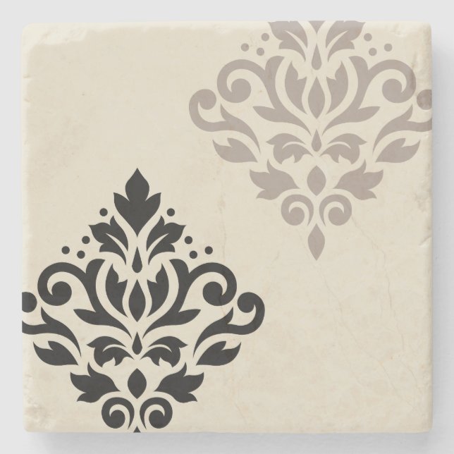 Rulla Damask Art I Black Taupe Cream Stenunderlägg (Framsidan)
