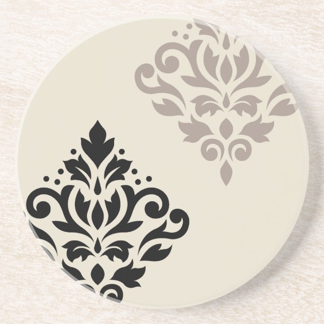 Rulla Damask Art I Black Taupe Cream Underlägg (Framsidan)