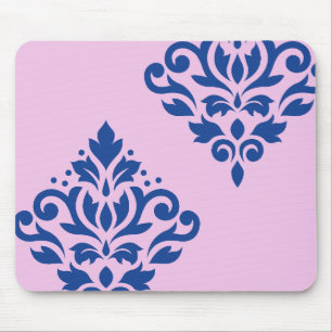 Rulla Damask Art I Blue på Rosa Musmatta