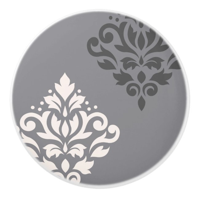 Rulla Damask Art I Cream & Grays Knopp (Framsidan)