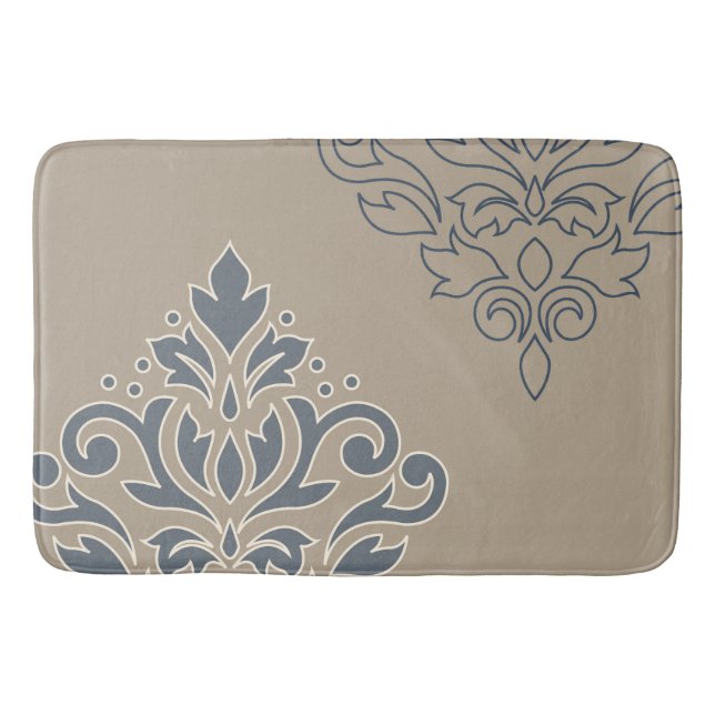 Rulla Damask Art I (kontur) Cream Blues Sand Badrumsmatta (Framsidan)