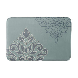 Rulla Damask Art I (kontur) Cream Blues Teal Badrumsmatta