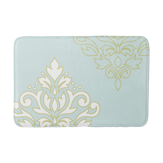 Rulla Damask Art I (kontur) Wt Lt Teal Badrumsmatta (Framsidan)
