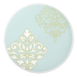 Rulla Damask Art I (kontur) Wt Lt Teal Knopp