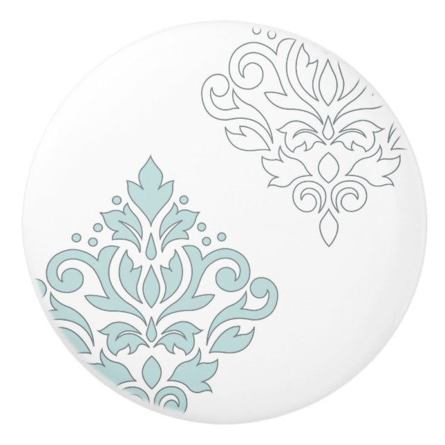 Rulla Damask Art I (linje) Anka Egg Blue Grått Wt Knopp (Framsidan)