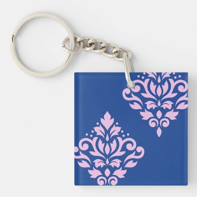 Rulla Damask Art I Rosa på Blue (Framsidan)