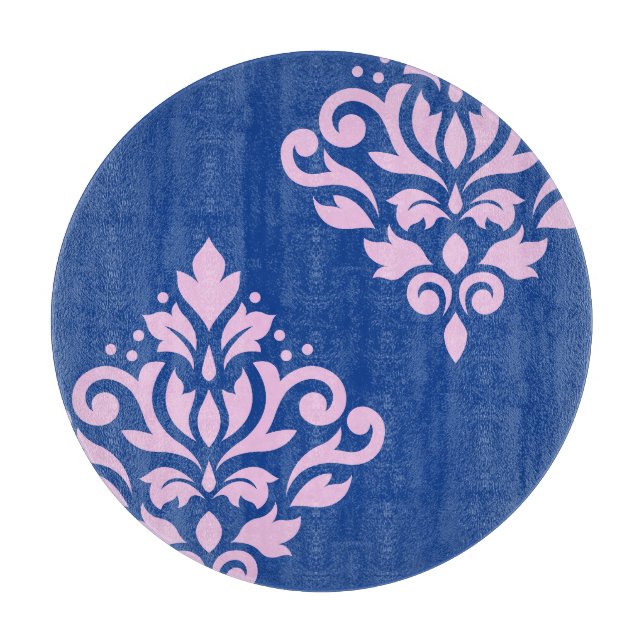 Rulla Damask Art I Rosa på Blue (Framsidan)