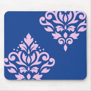 Rulla Damask Art I Rosa på Blue Musmatta
