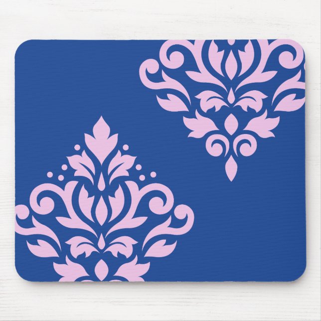 Rulla Damask Art I Rosa på Blue Musmatta (Framsidan)