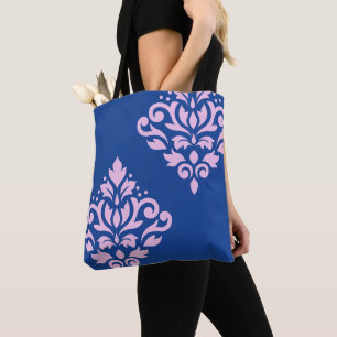 Rulla Damask Art I Rosa på Blue Tygkasse